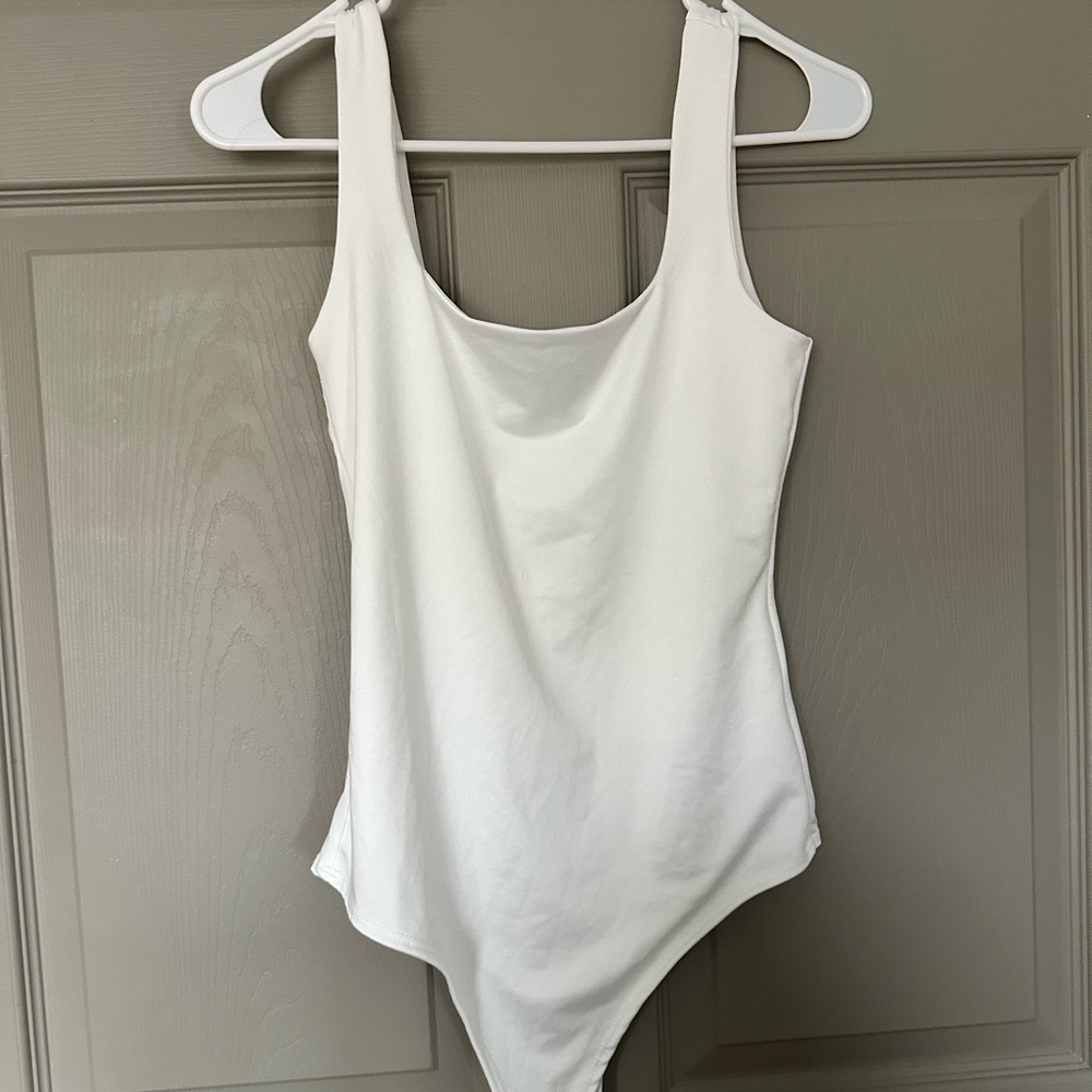 White Scoop Neck Bodysuit